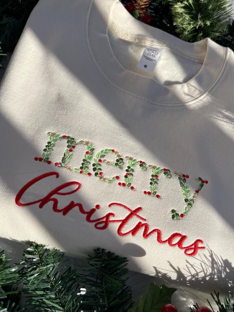 Merry Christmas Embroidered Sweatshirt Hoodie