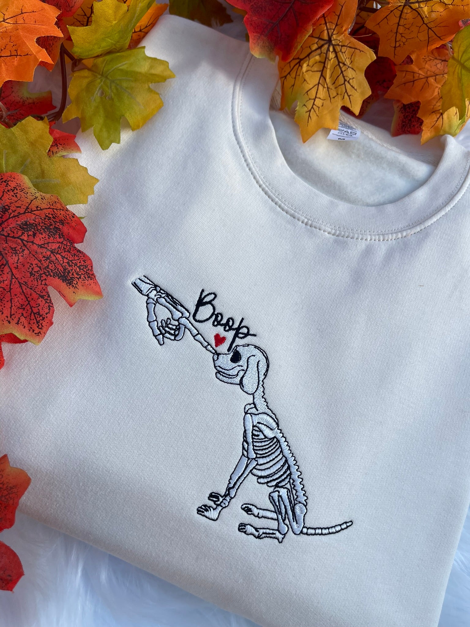 Dog Skeleton Bones Halloween Embroidery Sweatshirt