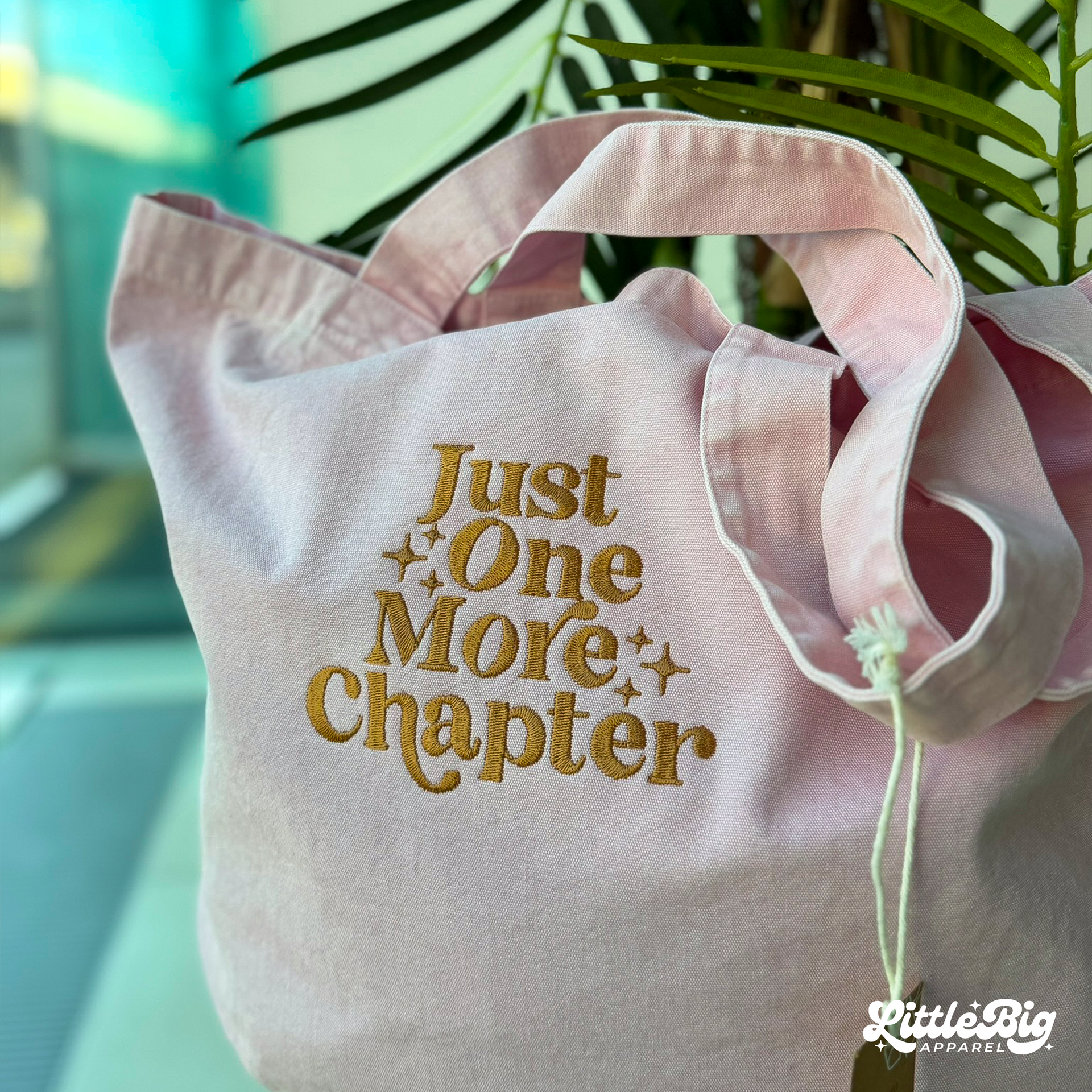 One More Chapter Bookish Embroidery Tote Bag