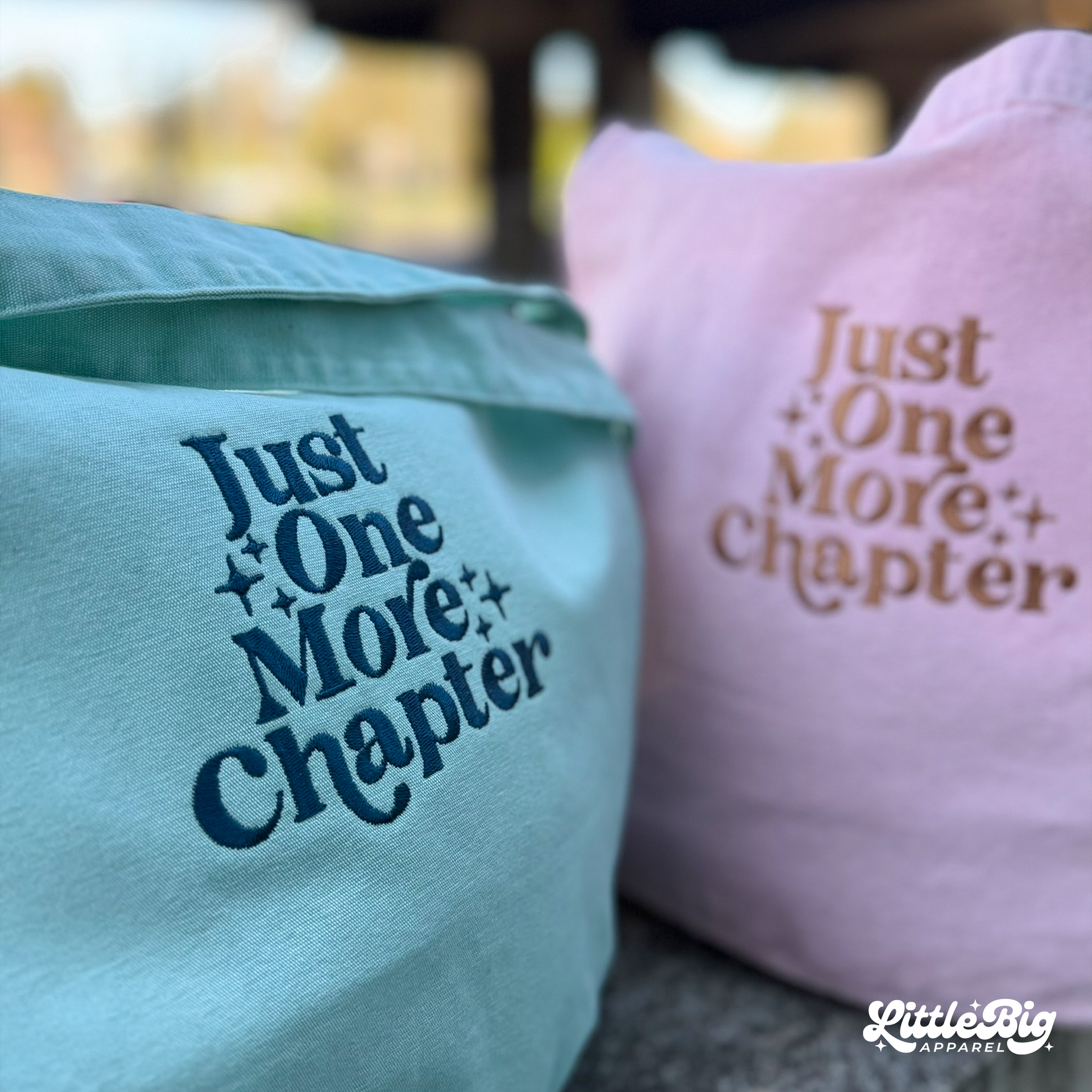 One More Chapter Bookish Embroidery Tote Bag