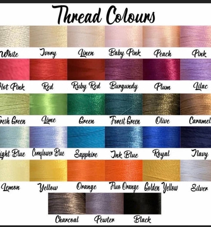 Thread colour choices for custom embroidery on baby blankets and clothing