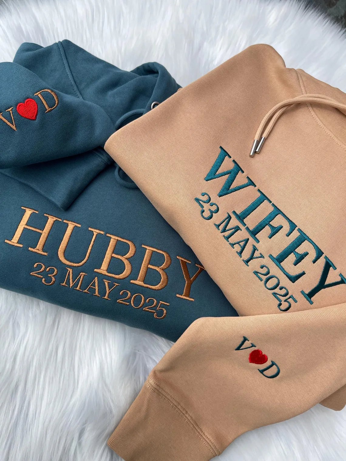ORGANIC Wifey/Hubby Matching Embroidered Sweatshirt Hoodie