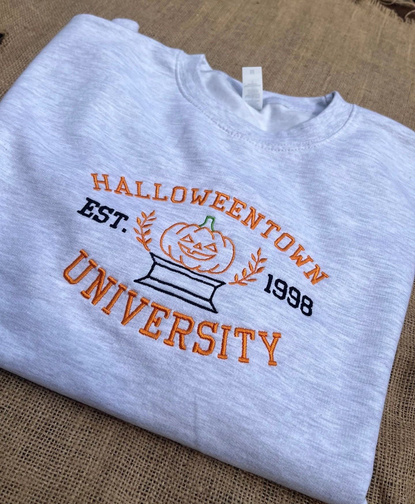 Halloween Town University Vintage Embroidery Crewneck Sweatshirt