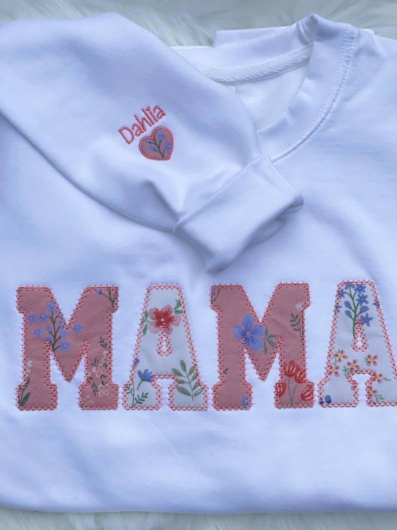 Mama Embroidered Baby Clothes Keepsake Applique Sweatshirt
