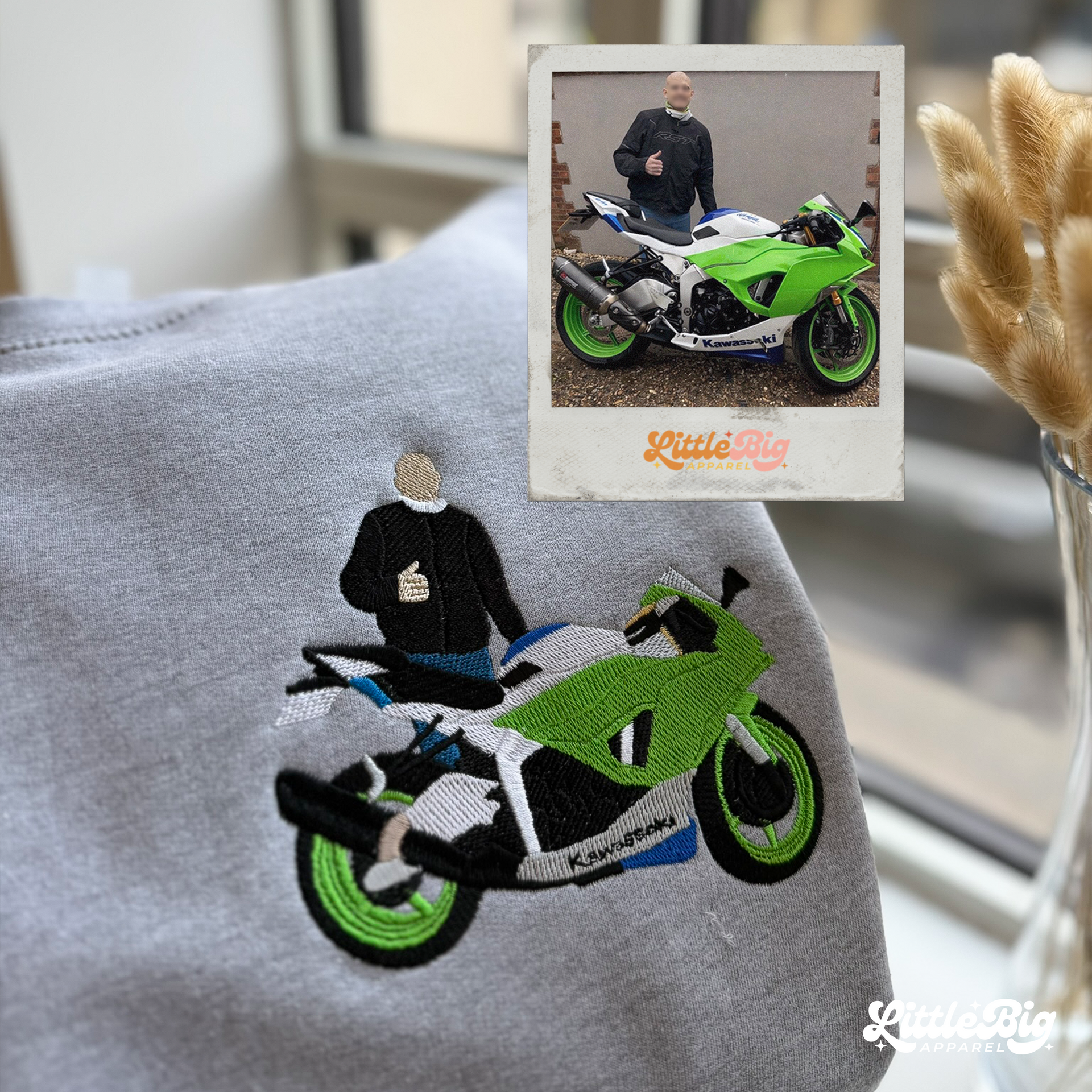 Custom Portrait Photo Embroidery Sweatshirt Hoodie