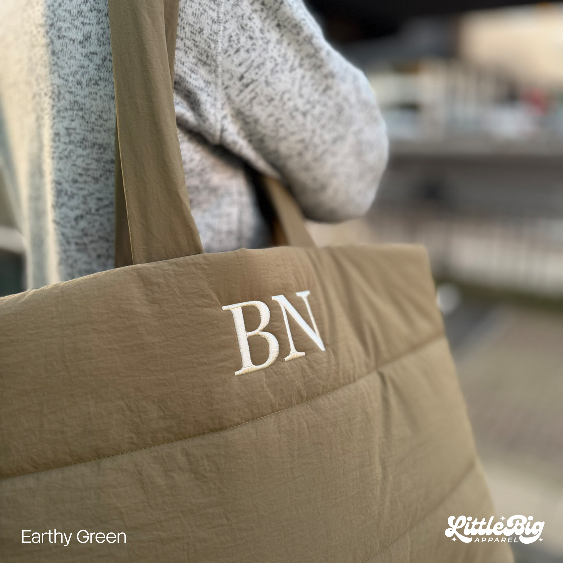 Custom Text Slogan Embroidered Quilted Tote Bag