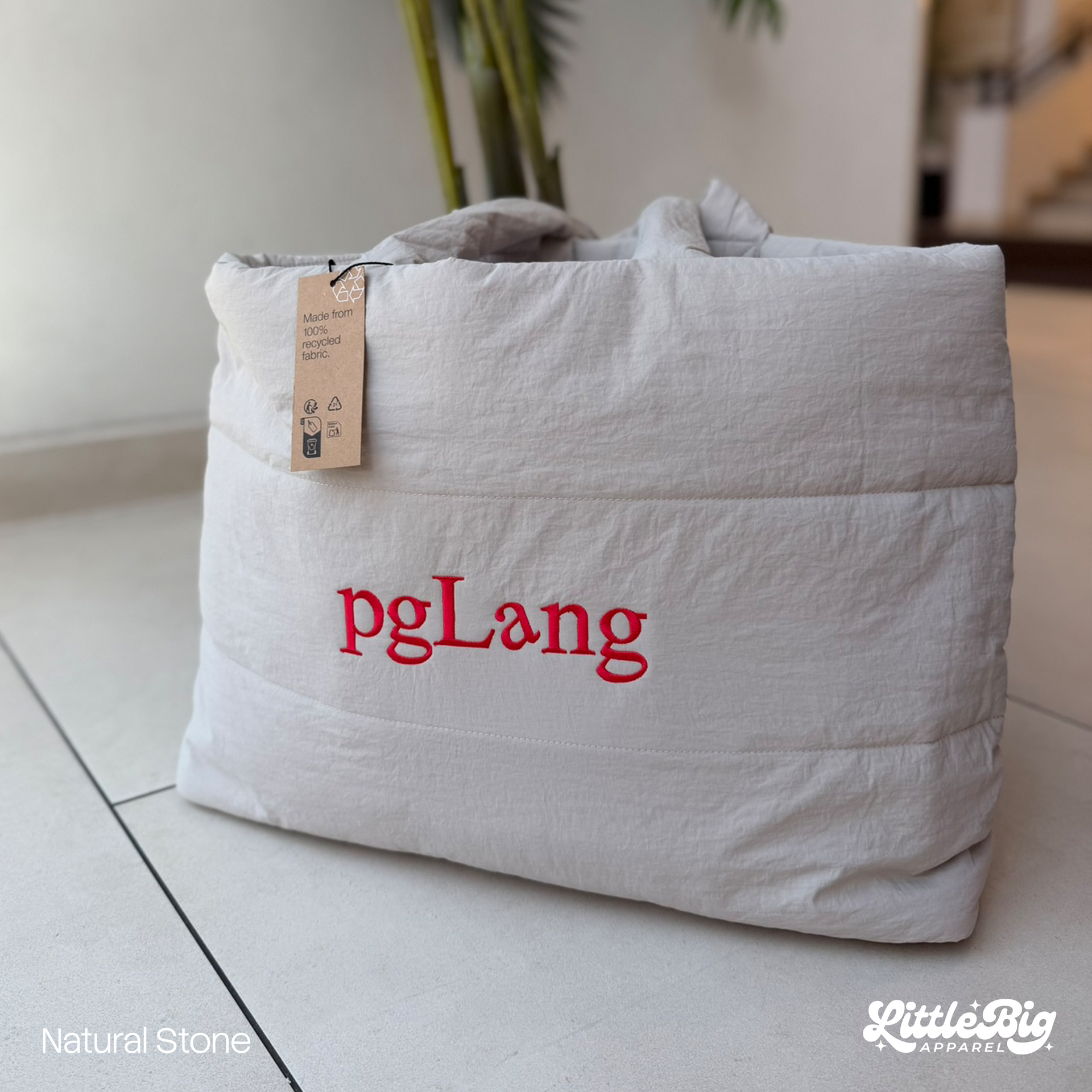 Custom Text Slogan Embroidered Quilted Tote Bag